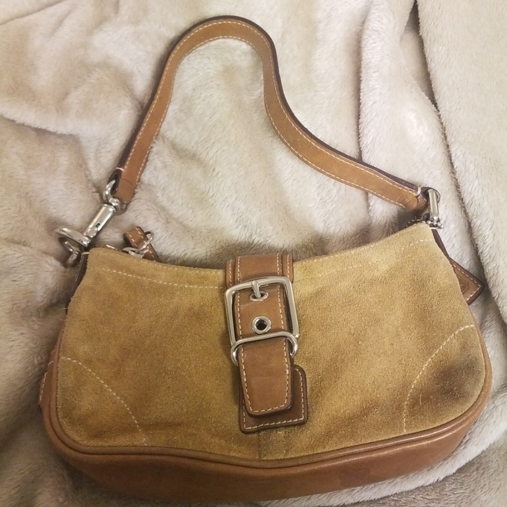 Tan suede coach bag
